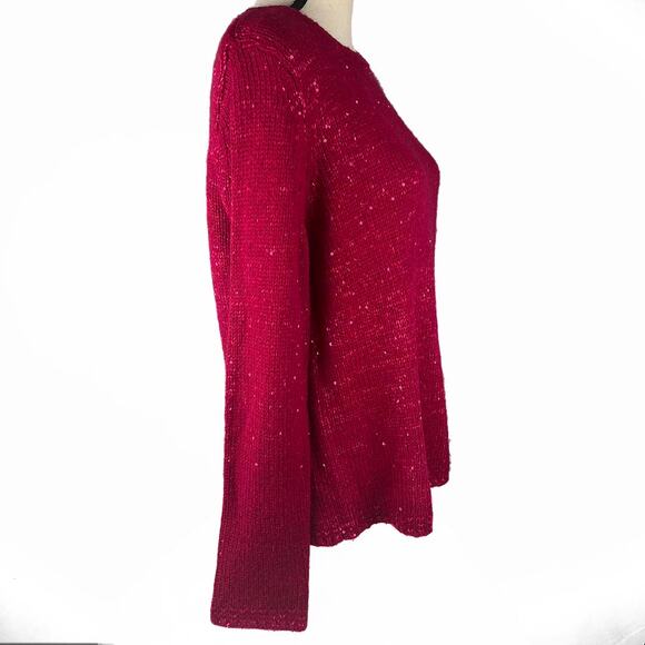 BLACK FRIDAY 50% OFF NARCISO RODRIGUEZ Ruby Red Sequin Sweater Size L - Picture 4 of 6